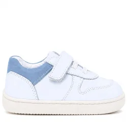 Rakerplus Bob Hakiki Deri Beyaz Nubuk Mavi Cırtlı Bebek Sneaker Ayakkabı