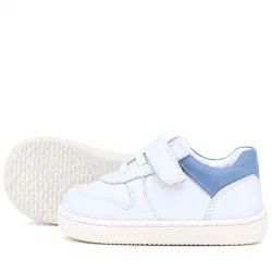 Rakerplus Bob Hakiki Deri Beyaz Nubuk Mavi Cırtlı Bebek Sneaker Ayakkabı