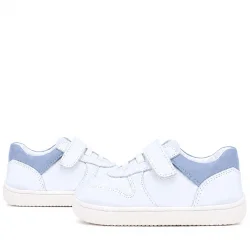 Rakerplus Bob Hakiki Deri Beyaz Nubuk Mavi Cırtlı Bebek Sneaker Ayakkabı