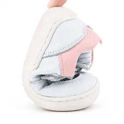Rakerplus Bob Hakiki Deri Beyaz Nubuk Pembe Cırtlı Bebek Sneaker Ayakkabı