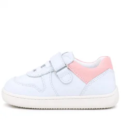 Rakerplus Bob Hakiki Deri Beyaz Nubuk Pembe Cırtlı Bebek Sneaker Ayakkabı