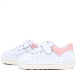 Rakerplus Bob Hakiki Deri Beyaz Nubuk Pembe Cırtlı Bebek Sneaker Ayakkabı