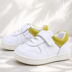 Rakerplus Bob Hakiki Deri Beyaz Nubuk Sarı Bebek Sneaker Ayakkabı