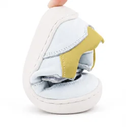 Rakerplus Bob Hakiki Deri Beyaz Nubuk Sarı Bebek Sneaker Ayakkabı