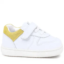 Rakerplus Bob Hakiki Deri Beyaz Nubuk Sarı Bebek Sneaker Ayakkabı