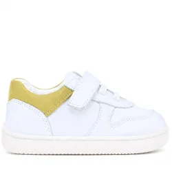 Rakerplus Bob Hakiki Deri Beyaz Nubuk Sarı Bebek Sneaker Ayakkabı