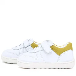 Rakerplus Bob Hakiki Deri Beyaz Nubuk Sarı Bebek Sneaker Ayakkabı