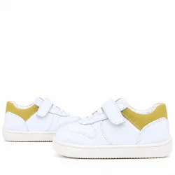 Rakerplus Bob Hakiki Deri Beyaz Nubuk Sarı Bebek Sneaker Ayakkabı