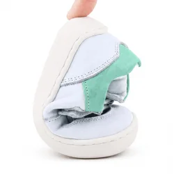 Rakerplus Bob Hakiki Deri Beyaz Nubuk Yeşil Cırtlı Bebek Sneaker Ayakkabı