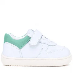 Rakerplus Bob Hakiki Deri Beyaz Nubuk Yeşil Cırtlı Bebek Sneaker Ayakkabı