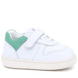 Rakerplus Bob Hakiki Deri Beyaz Nubuk Yeşil Cırtlı Bebek Sneaker Ayakkabı