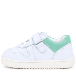 Rakerplus Bob Hakiki Deri Beyaz Nubuk Yeşil Cırtlı Bebek Sneaker Ayakkabı