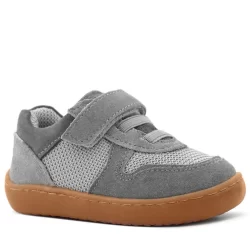 Rakerplus Bob Hakiki Deri Gri Barefoot Cırtlı Lastikli Bebek Sneaker Ayakkabı