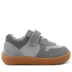 Rakerplus Bob Hakiki Deri Gri Barefoot Cırtlı Lastikli Bebek Sneaker Ayakkabı
