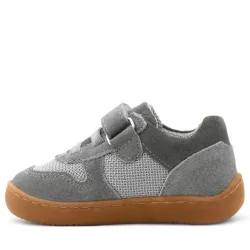 Rakerplus Bob Hakiki Deri Gri Barefoot Cırtlı Lastikli Bebek Sneaker Ayakkabı