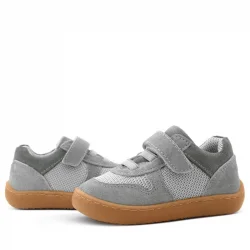 Rakerplus Bob Hakiki Deri Gri Barefoot Cırtlı Lastikli Bebek Sneaker Ayakkabı