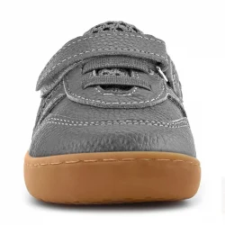 Rakerplus Bob Hakiki Deri Gri Bordo Barefoot Cırtlı Lastikli Bebek Sneaker Ayakkabı