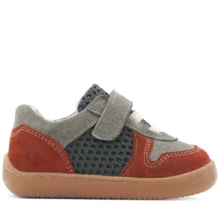 Rakerplus Bob Hakiki Deri Gri Yeşil Barefoot Cırtlı Lastikli Bebek Sneaker Ayakkabı