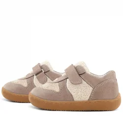 Rakerplus Bob Hakiki Deri Krem Kum Pofuduk Barefoot Cırtlı Lastikli Bebek Sneaker Ayakkabı