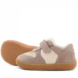 Rakerplus Bob Hakiki Deri Krem Kum Pofuduk Barefoot Cırtlı Lastikli Bebek Sneaker Ayakkabı