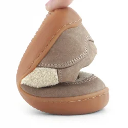 Rakerplus Bob Hakiki Deri Krem Kum Pofuduk Barefoot Cırtlı Lastikli Bebek Sneaker Ayakkabı