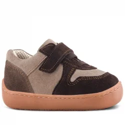 Rakerplus Bob Hakiki Deri Kum Kahve Barefoot Cırtlı Lastikli Bebek Sneaker Ayakkabı