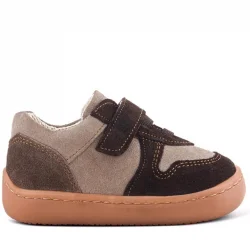 Rakerplus Bob Hakiki Deri Kum Kahve Barefoot Cırtlı Lastikli Bebek Sneaker Ayakkabı