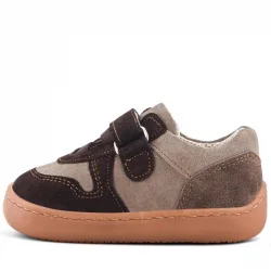 Rakerplus Bob Hakiki Deri Kum Kahve Barefoot Cırtlı Lastikli Bebek Sneaker Ayakkabı