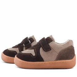 Rakerplus Bob Hakiki Deri Kum Kahve Barefoot Cırtlı Lastikli Bebek Sneaker Ayakkabı