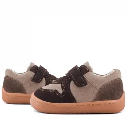 Rakerplus Bob Hakiki Deri Kum Kahve Barefoot Cırtlı Lastikli Bebek Sneaker Ayakkabı