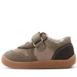 Rakerplus Bob Hakiki Deri Kum Krem Barefoot Cırtlı Lastikli Bebek Sneaker Ayakkabı