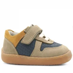 Rakerplus Bob Hakiki Deri Kum Rengi Barefoot Cırtlı Lastikli Bebek Sneaker Ayakkabı