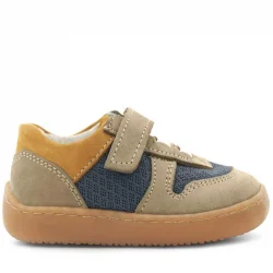 Rakerplus Bob Hakiki Deri Kum Rengi Barefoot Cırtlı Lastikli Bebek Sneaker Ayakkabı