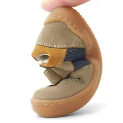 Rakerplus Bob Hakiki Deri Kum Rengi Barefoot Cırtlı Lastikli Bebek Sneaker Ayakkabı