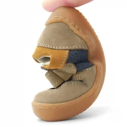 Rakerplus Bob Hakiki Deri Kum Rengi Barefoot Cırtlı Lastikli Bebek Sneaker Ayakkabı