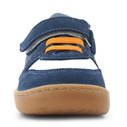 Rakerplus Bob Hakiki Deri Lacivert Beyaz Barefoot Cırtlı Lastikli Bebek Sneaker Ayakkabı