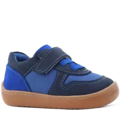 Rakerplus Bob Hakiki Deri Lacivert Mavi Barefoot Cırtlı Lastikli Bebek Sneaker Ayakkabı