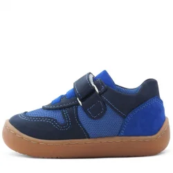 Rakerplus Bob Hakiki Deri Lacivert Mavi Barefoot Cırtlı Lastikli Bebek Sneaker Ayakkabı