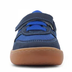 Rakerplus Bob Hakiki Deri Lacivert Mavi Barefoot Cırtlı Lastikli Bebek Sneaker Ayakkabı