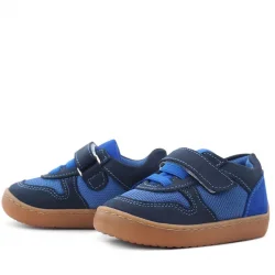 Rakerplus Bob Hakiki Deri Lacivert Mavi Barefoot Cırtlı Lastikli Bebek Sneaker Ayakkabı