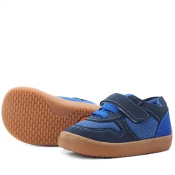 Rakerplus Bob Hakiki Deri Lacivert Mavi Barefoot Cırtlı Lastikli Bebek Sneaker Ayakkabı