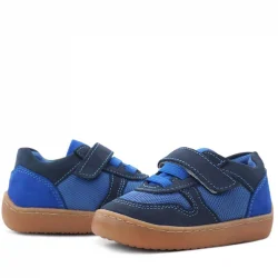Rakerplus Bob Hakiki Deri Lacivert Mavi Barefoot Cırtlı Lastikli Bebek Sneaker Ayakkabı