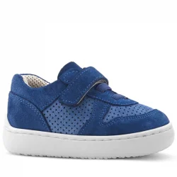 Rakerplus Bob Hakiki Deri Mavi Barefoot Cırtlı Lastikli Bebek Sneaker Ayakkabı