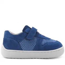 Rakerplus Bob Hakiki Deri Mavi Barefoot Cırtlı Lastikli Bebek Sneaker Ayakkabı