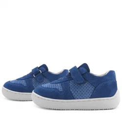 Rakerplus Bob Hakiki Deri Mavi Barefoot Cırtlı Lastikli Bebek Sneaker Ayakkabı