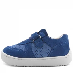 Rakerplus Bob Hakiki Deri Mavi Barefoot Cırtlı Lastikli Bebek Sneaker Ayakkabı
