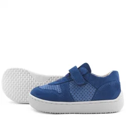 Rakerplus Bob Hakiki Deri Mavi Barefoot Cırtlı Lastikli Bebek Sneaker Ayakkabı