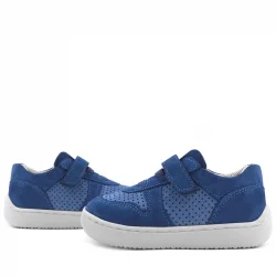 Rakerplus Bob Hakiki Deri Mavi Barefoot Cırtlı Lastikli Bebek Sneaker Ayakkabı