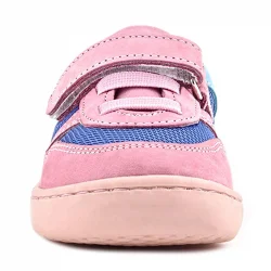 Rakerplus Bob Hakiki Deri Mavi Pembe Barefoot Cırtlı Lastikli Bebek Sneaker Ayakkabı