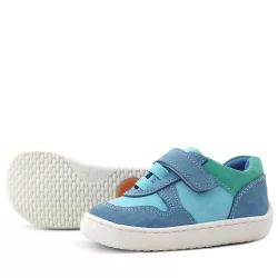 Rakerplus Bob Hakiki Deri Mavi Yeşil Barefoot Cırtlı Lastikli Bebek Sneaker Ayakkabı